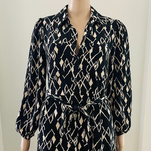 ZARA BLACK PRINTED SHIRT DRESS SIZE MEDIUM - Picture 7 of 10